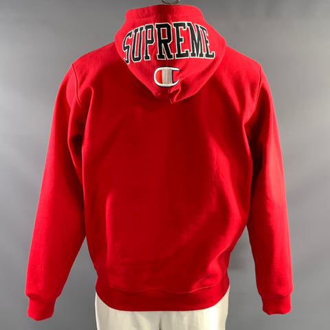 SUPREME Size L Red Logo Cotton Polyester Hooded Jacket
