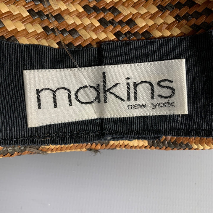 MAKINS Brown Beige Woven Straw Hats