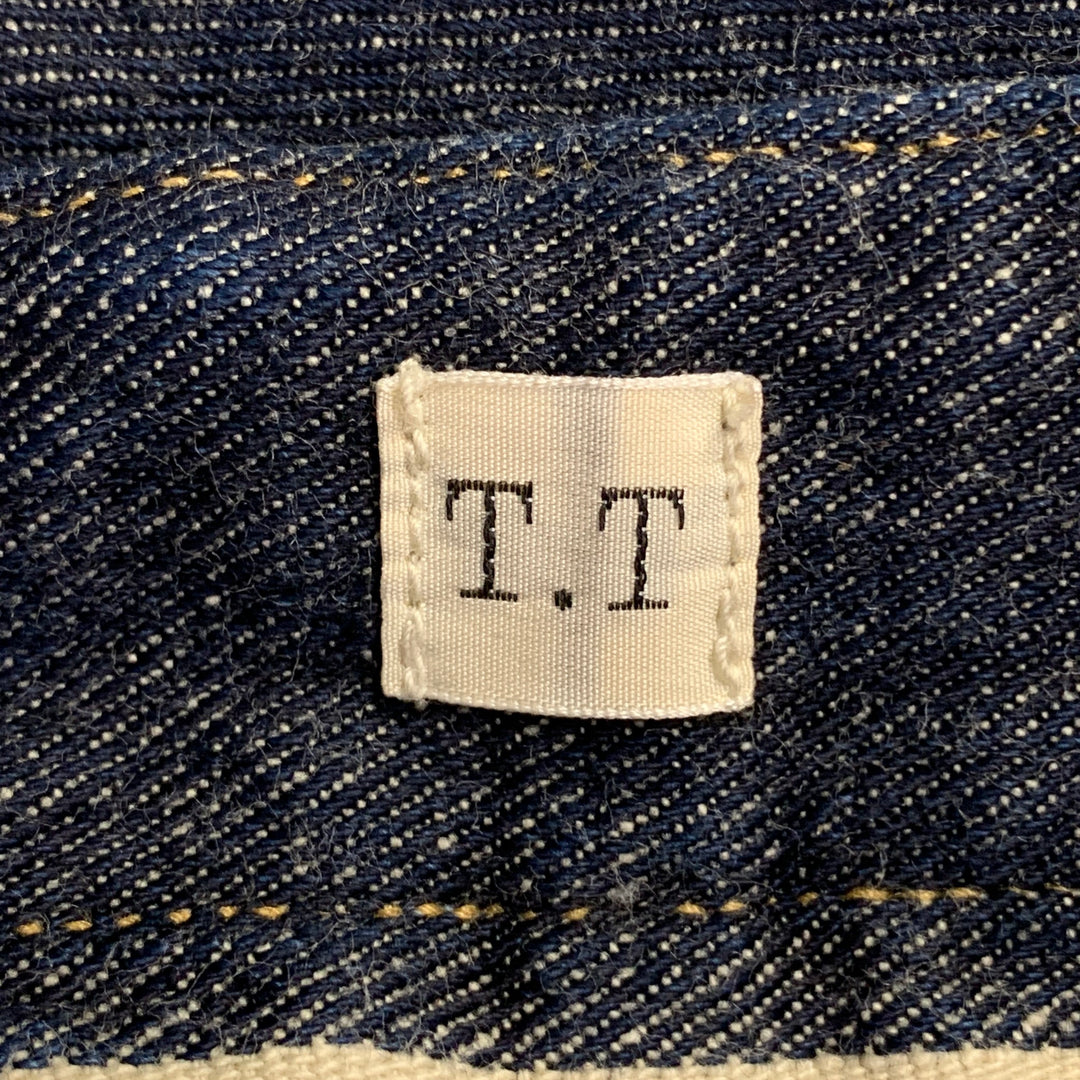 TAIGA TAKAHASHI Size 28 Indigo Blue Twill Cotton Denim Selvedge High Waisted Button Fly Jeans