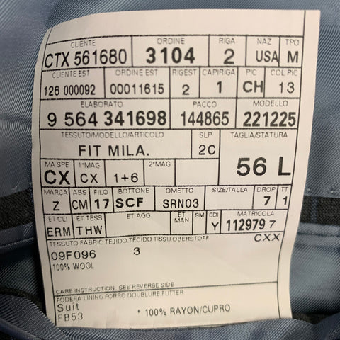 ERMENEGILDO ZEGNA Size 46 Grey Blue Pinstripe Wool Suit