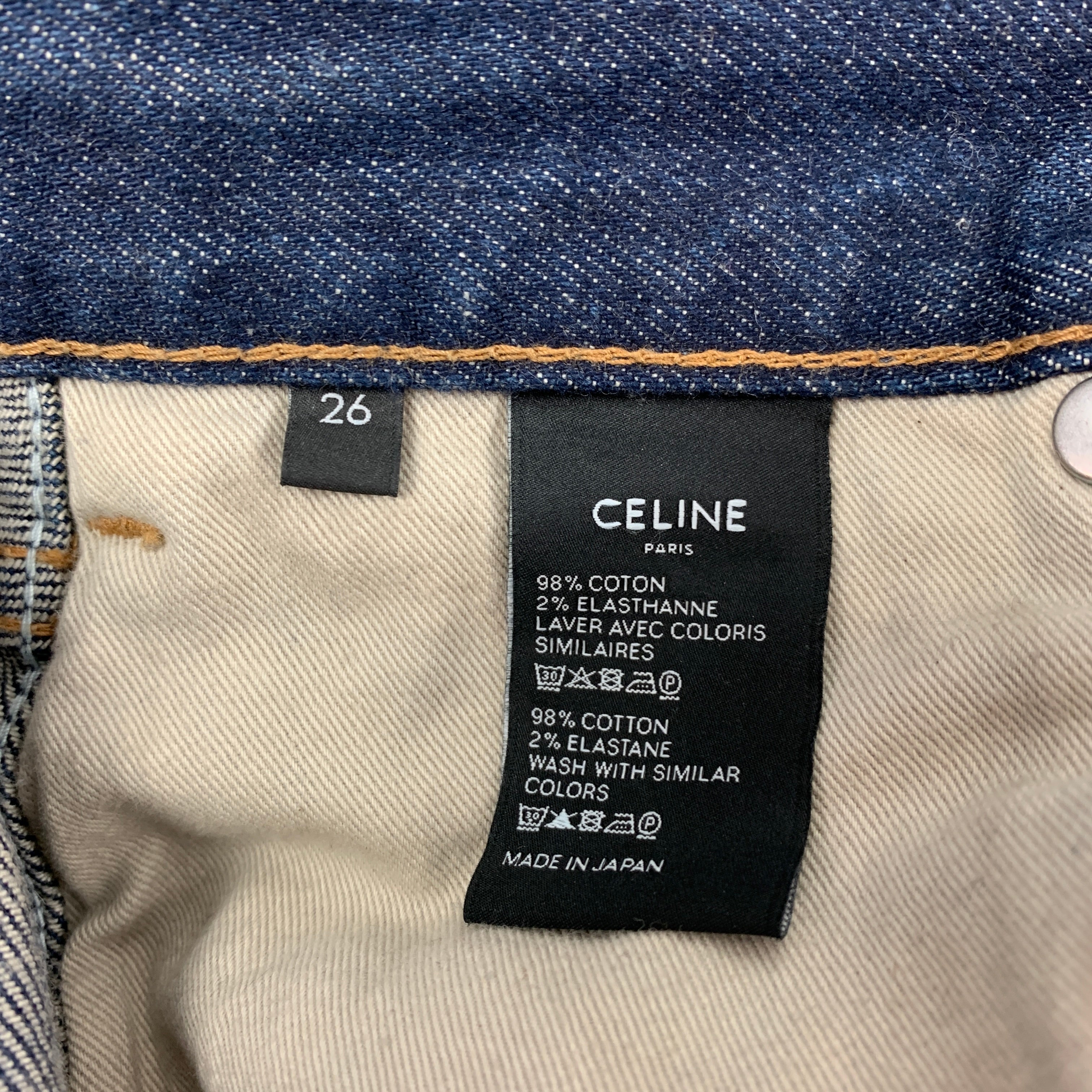 CELINE Size 26 Dark Blue Cotton Slim Patch Jeans – Sui Generis