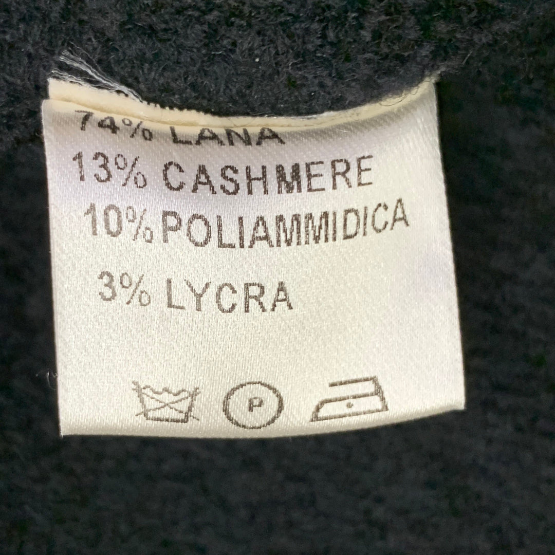 BRUNO MANETTI Size 4 Black Wool Cashmere Blend Knit Hooded Toggle Closure Coat