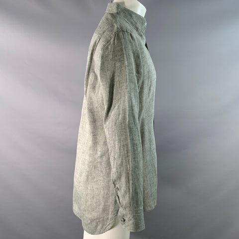 ERMENEGILDO ZEGNA Size M Green Grey HeatherLong Sleeve Shirt