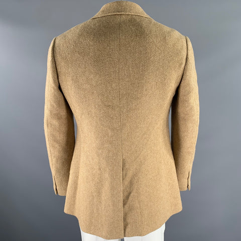 RALPH LAUREN Size 42L Camel Tan Herringbone Wool Notch Lapel Sport Coat