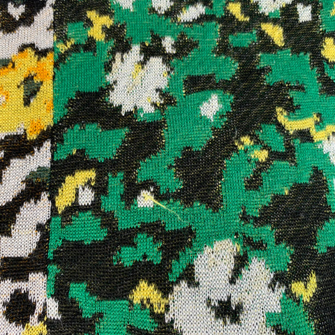 PROENZA SCHOULER Size M Black Green White Silk Color Block Floral Pullover
