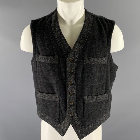 GIORGIO ARMANI Size M Grey Heather Wool Blend Patchpocket Vest