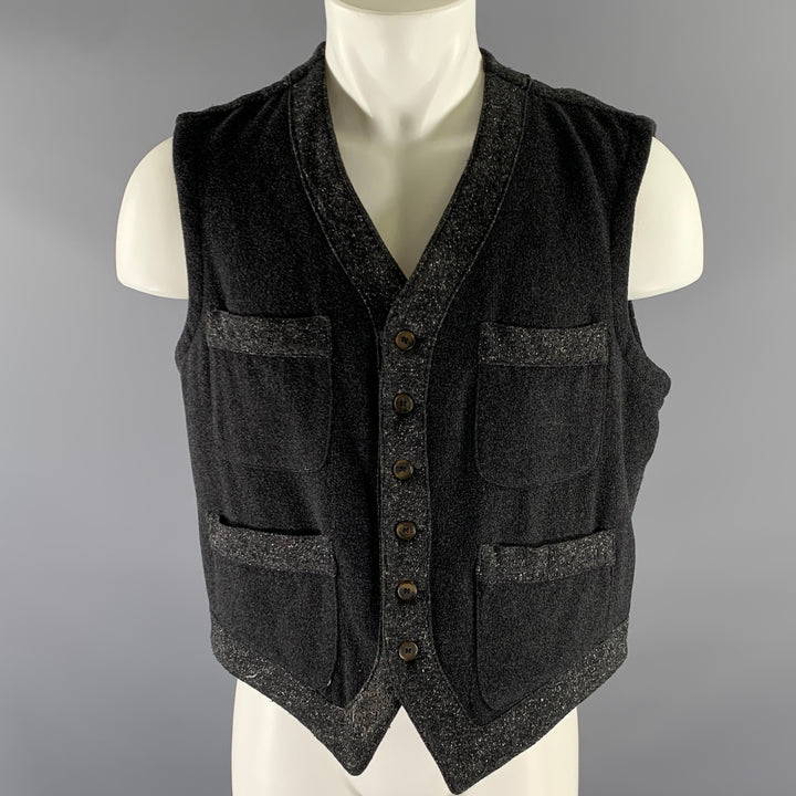 GIORGIO ARMANI Size M Grey Heather Wool Blend Patchpocket Vest