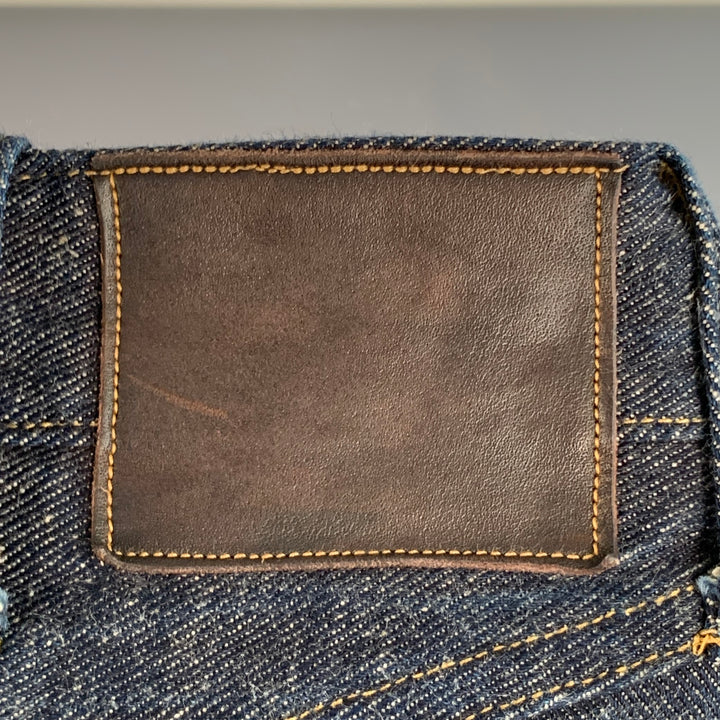 TAIGA TAKAHASHI Size 28 Indigo Blue Twill Cotton Denim Selvedge High Waisted Button Fly Jeans