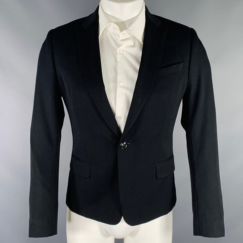 DRIES VAN NOTEN Size 38 Black Wool Peak Lapel Sport Coat