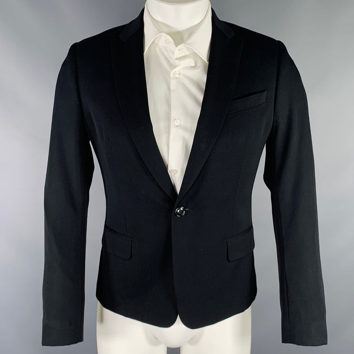 DRIES VAN NOTEN Size 38 Black Wool Peak Lapel Sport Coat