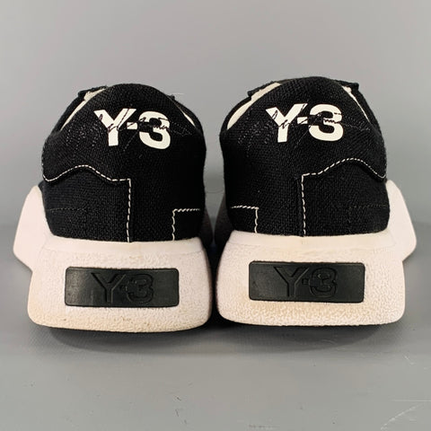 Y-3 Size 6 Black White Cotton Platform Sneakers