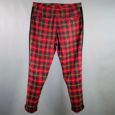 UNIVERSAL WORKS Size 32 Multi Color Plaid Polyester Blend Button Fly Dress Pants