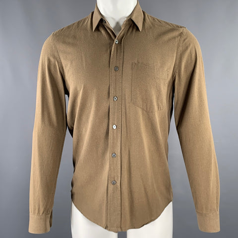 OUR LEGACY Size M Khaki Silk One Pocket Long Sleeve Shirt
