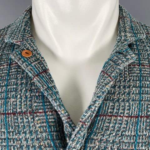KAPITAL Size S Grey Blue Plaid Cotton Blend Button Up Vest