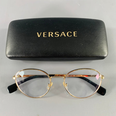 VERSACE Gold Black Metal Readers Frames
