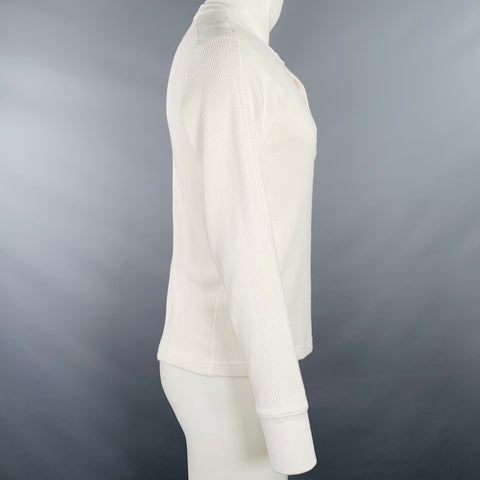 RAG & BONE Size XS White Waffle Knit Cotton Henley T-shirt