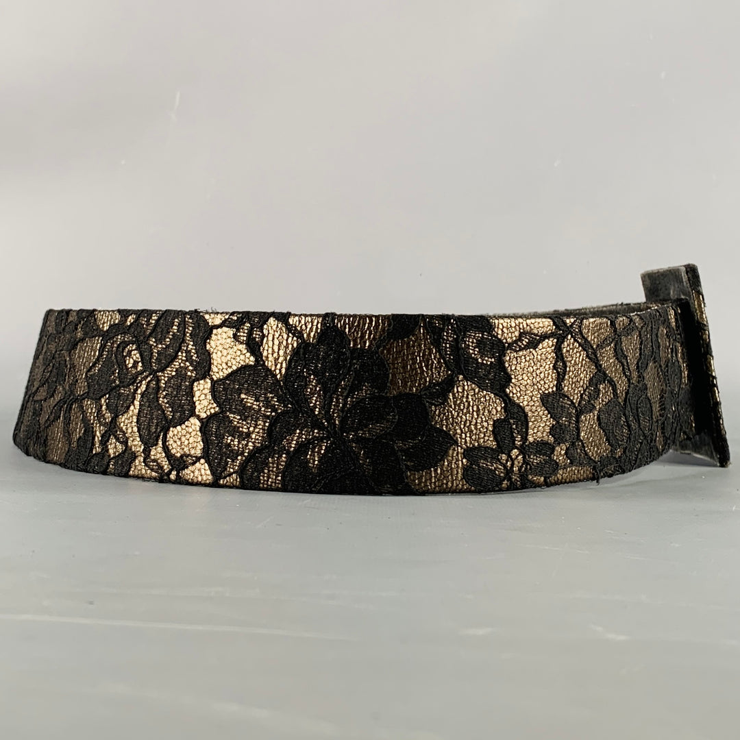 CHRISTIAN DIOR Size M Black Anthracite Lace Leather Belt