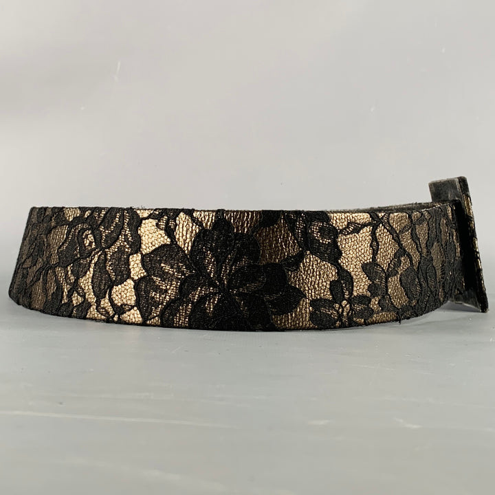 CHRISTIAN DIOR Size M Black Anthracite Lace Leather Belt