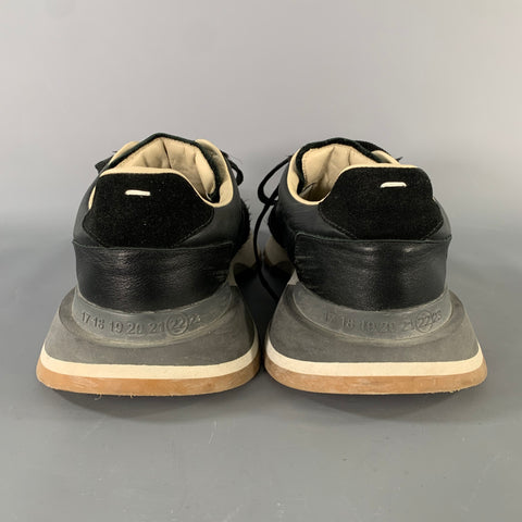 MAISON MARGIELA Size 10 Black Solid Nylon Lace Up Sneakers