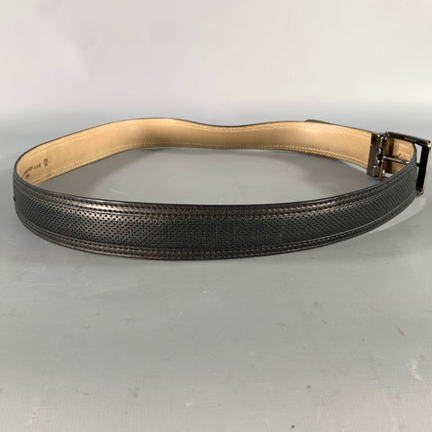 MORESCHI Size 38 Black Perforated Leather Belt