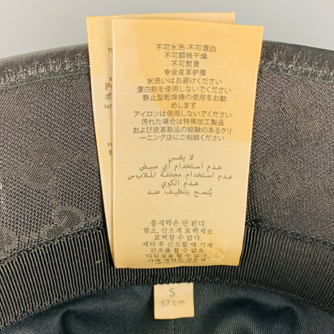 GUCCI Size S Black Gold Logo Polyester Blend Leather Hats