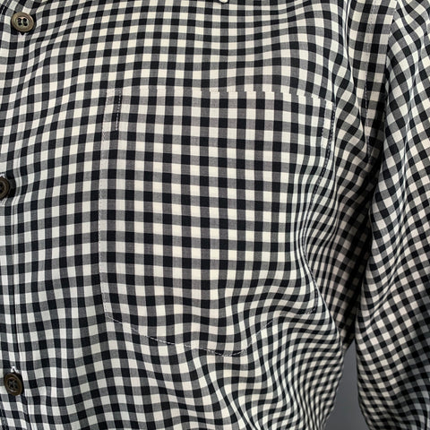 DRIES VAN NOTEN Size M Black White Gingham Cotton One Pocket Long Sleeve Shirt