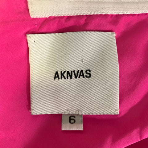 AKNVAS Size 6 Pink Polyester Ruffled Mini Dress