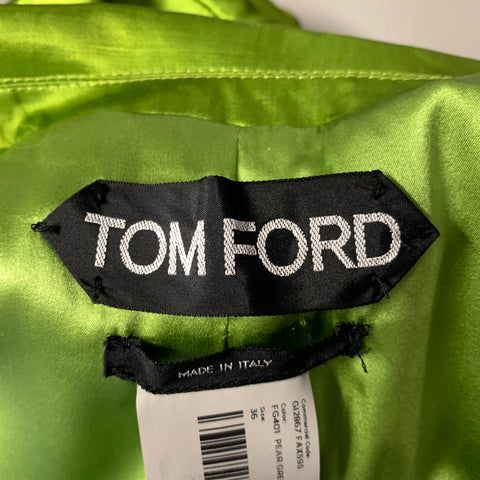 TOM FORD Size XS Green Silk Notch Lapel Blazer