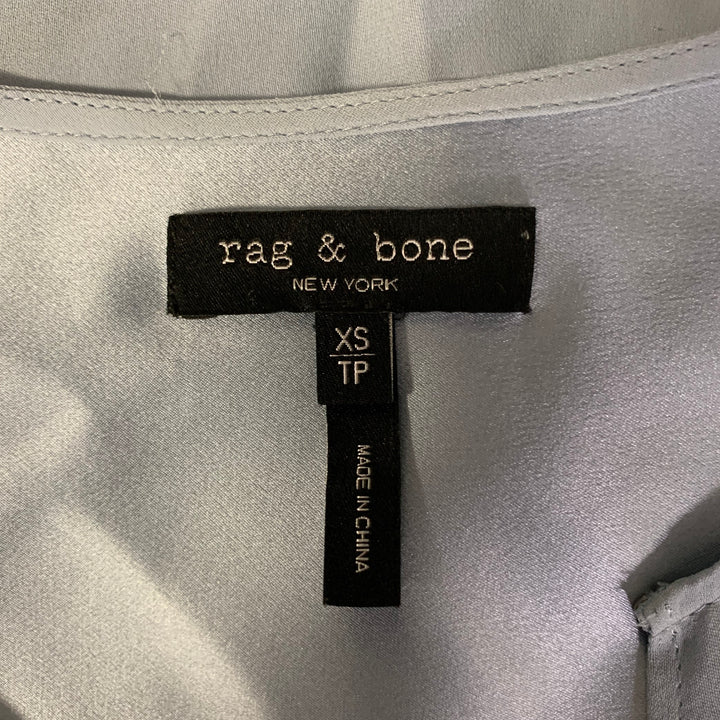 RAG & BONE Size XS Blue Silk Faux Wrap Blouse