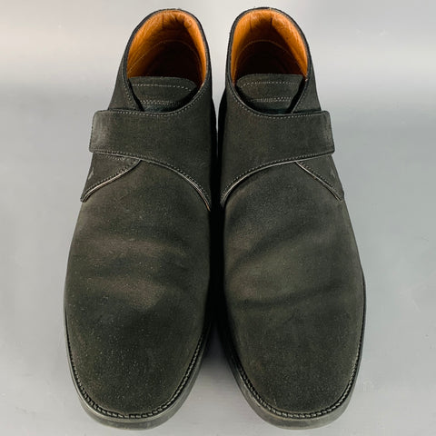 TOD'S Size 9.5 Black Suede Strap Rubber Sole Ankle Boots