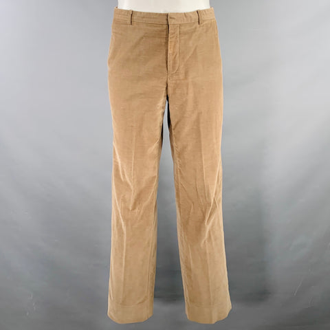 MIU MIU Size 40 Khaki Corduroy Cotton Blend Notch Lapel Suit