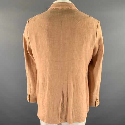 CHRISTIAN LACROIX Chest Size 46 Khaki Salmon Embroidery Linen Sport Coat