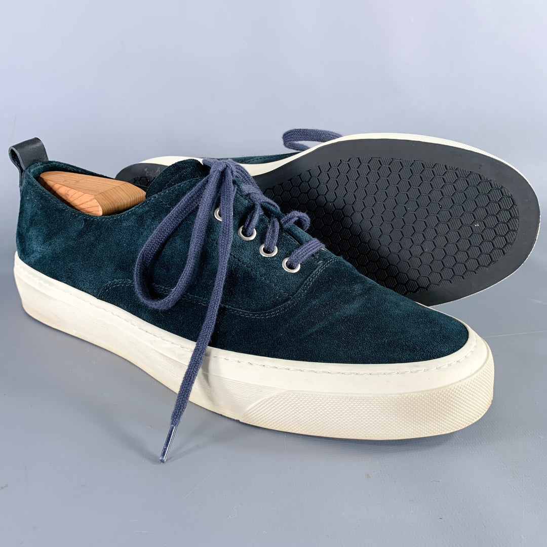OFFICINA SLOWEAR Size 9 Navy Cream Suede Sneakers