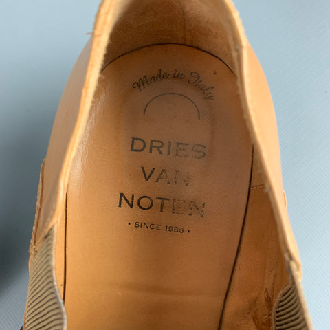 DRIES VAN NOTEN Size 10 Tan Brown Wingtip Leather Belted Lace Up Shoes