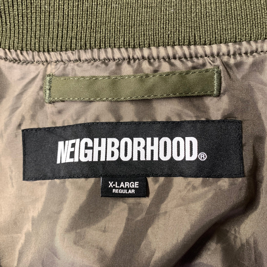 NEIGHBORHOOD Size XL Green Olive MA-1 Polyester Bomber Jacket