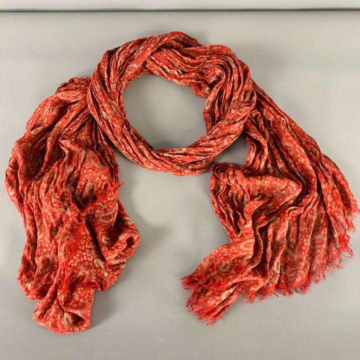 VINTAGE Burgundy Beige Paisley Scarf