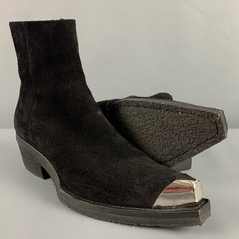 CALVIN KLEIN 205W39NYC Size 12 Black Leather Side Zipper Boots
