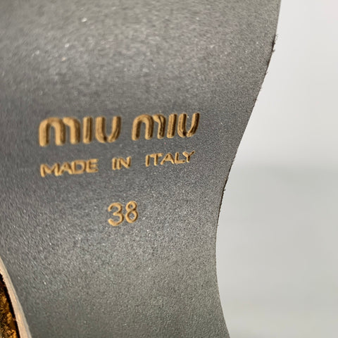 MIU MIU Fall 06 Size 8 Black Gold Patent Leather Platform Pumps