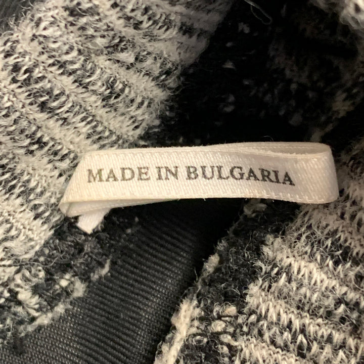 SANDRO Size S Black Grey Wool Blend Houndstooth Crew Neck Pullover