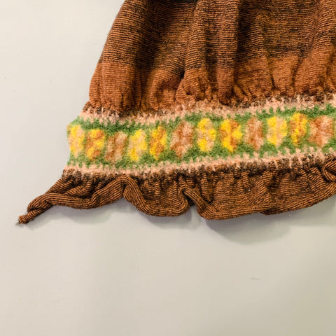 KAPITAL Brown Multi Color Felted Squares Wool Scarf