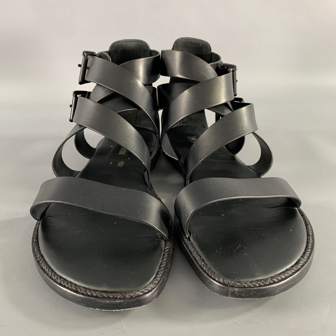 ANN DEMEULEMEESTER Size 9 Black Leather Strappy Sandals