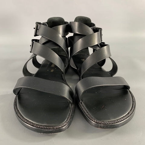 ANN DEMEULEMEESTER Size 9 Black Leather Strappy Sandals