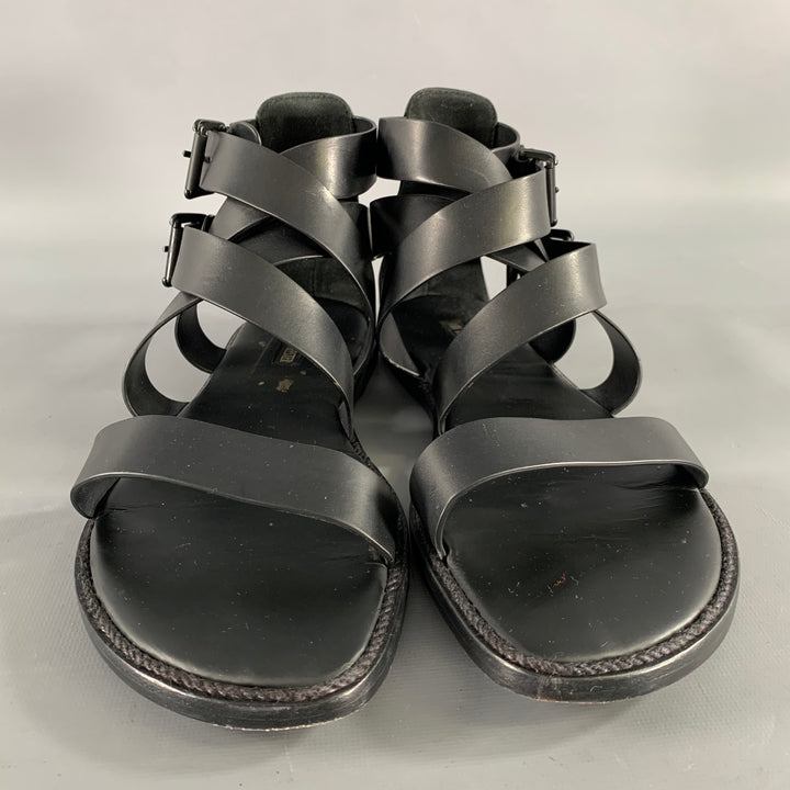 ANN DEMEULEMEESTER Size 9 Black Leather Strappy Sandals