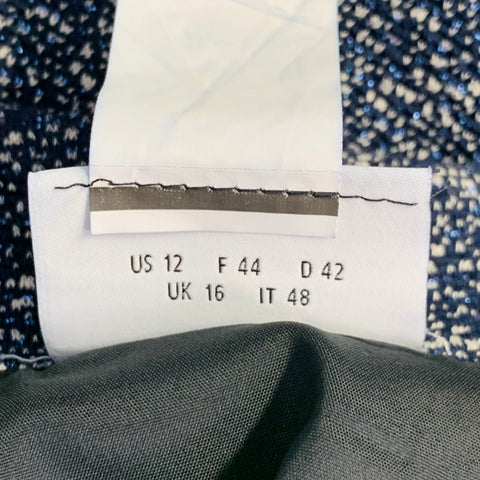 AKRIS Size 12 Navy White Cotton Blend Pencil Knee Length Skirt
