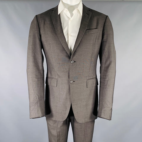 JOHN VARVATOS Size 40 Grey Charcoal Nailhead Wool Single Breasted Suit