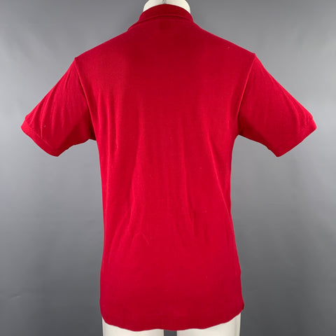 LACOSTE Size M Burgundy Cotton Short Sleeve Polo