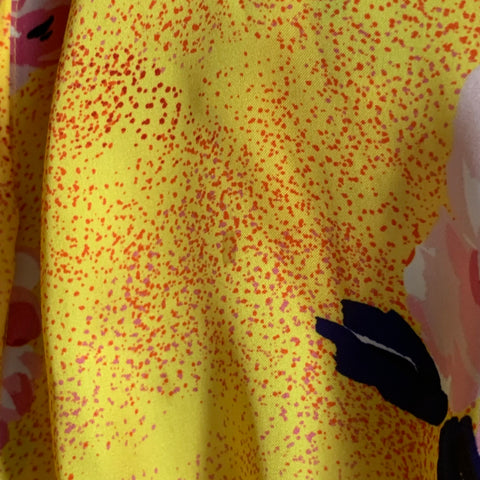 MSGM Size L Yellow Multi Color Satin Floral Button Up Shirt