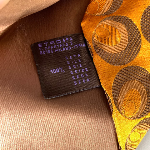 ETRO Orange Brown Circles Silk Tie