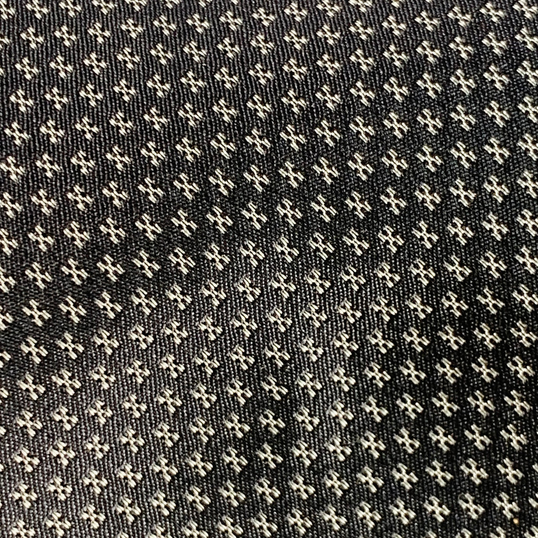 THEORY One Size Black White Dots Silk Jacquard Skinny Tie