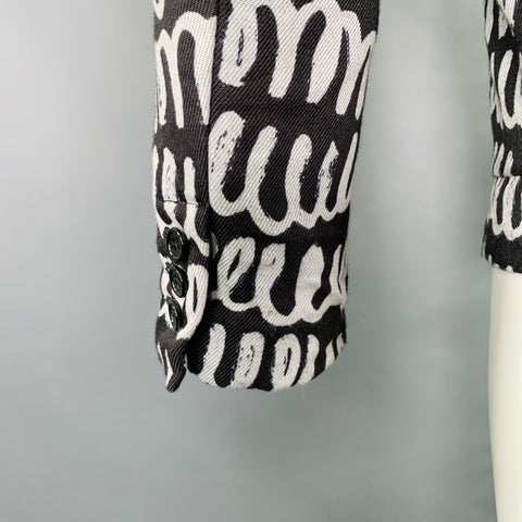 COMME des GARCONS 2019 Size S Black White Print Polyester Jacket
